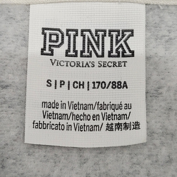 PINK Victoria's Secret hooded cropped sweatshirt Women's Size Small gray - Picture 2 of 8